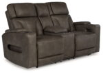 Warrior Peak - Umber - Power Reclining Loveseat With Console / Adj Hdrst