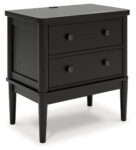 Portdown - Black - Two Drawer Night Stand
