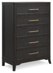 Welltern - Black - Five Drawer Chest