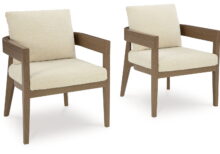 Serene Bay - Dark Brown / White - Arm Chair With Cushion (Set of 2)