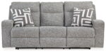 Biscoe - Pewter - Power Reclining Sofa With Adj Headrest