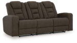 Mayhem Madness - Cocoa - Reclining Sofa with Drop Down Table