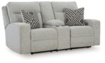 Jasperson - Stone - Power Reclining Loveseat with Console Adj Headrest