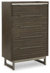 Arkenton - Grayish Brown / White - Five Drawer Chest
