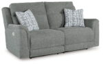 Overflow - Steel - 2 Seat Power Reclining Sofa Adj Hdrest