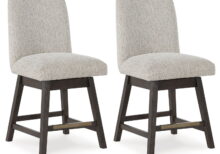 Burkhaus - Beige / Dark Brown - Upholstered Swivel Barstool (Set of 2)