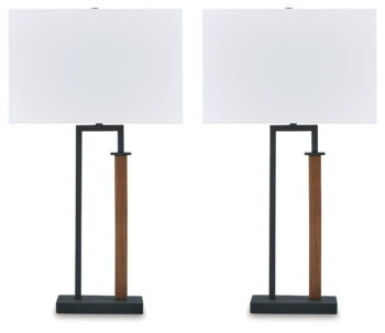 Voslen - Black / Brown - Metal Table Lamp (Set of 2)