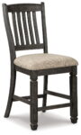 Tyler Creek - Black / Grayish Brown - Upholstered Barstool (Set of 2)