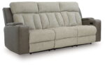 Stately Check - Sisal - Power Reclining Sofa With Adj Headrest