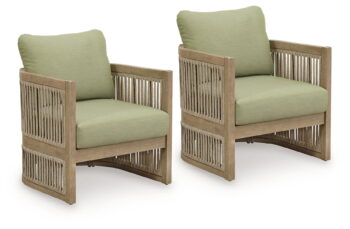 Vision Lane - Beige / Green - Lounge Chair With Cushion (Set of 2)