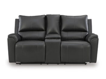 Danemere - Black - Reclining Loveseat With Console
